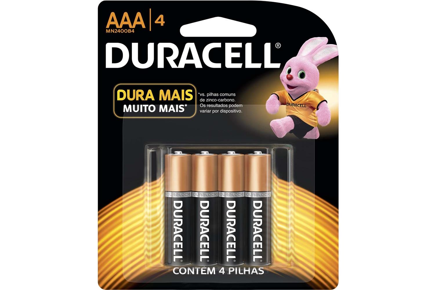 Pilha Alcalina Palito 1,5V AAA com 4 unidades Duracell