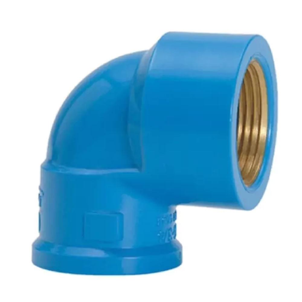 Joelho 90° Soldável com Bucha Latão 25x3/4 Azul Amanco